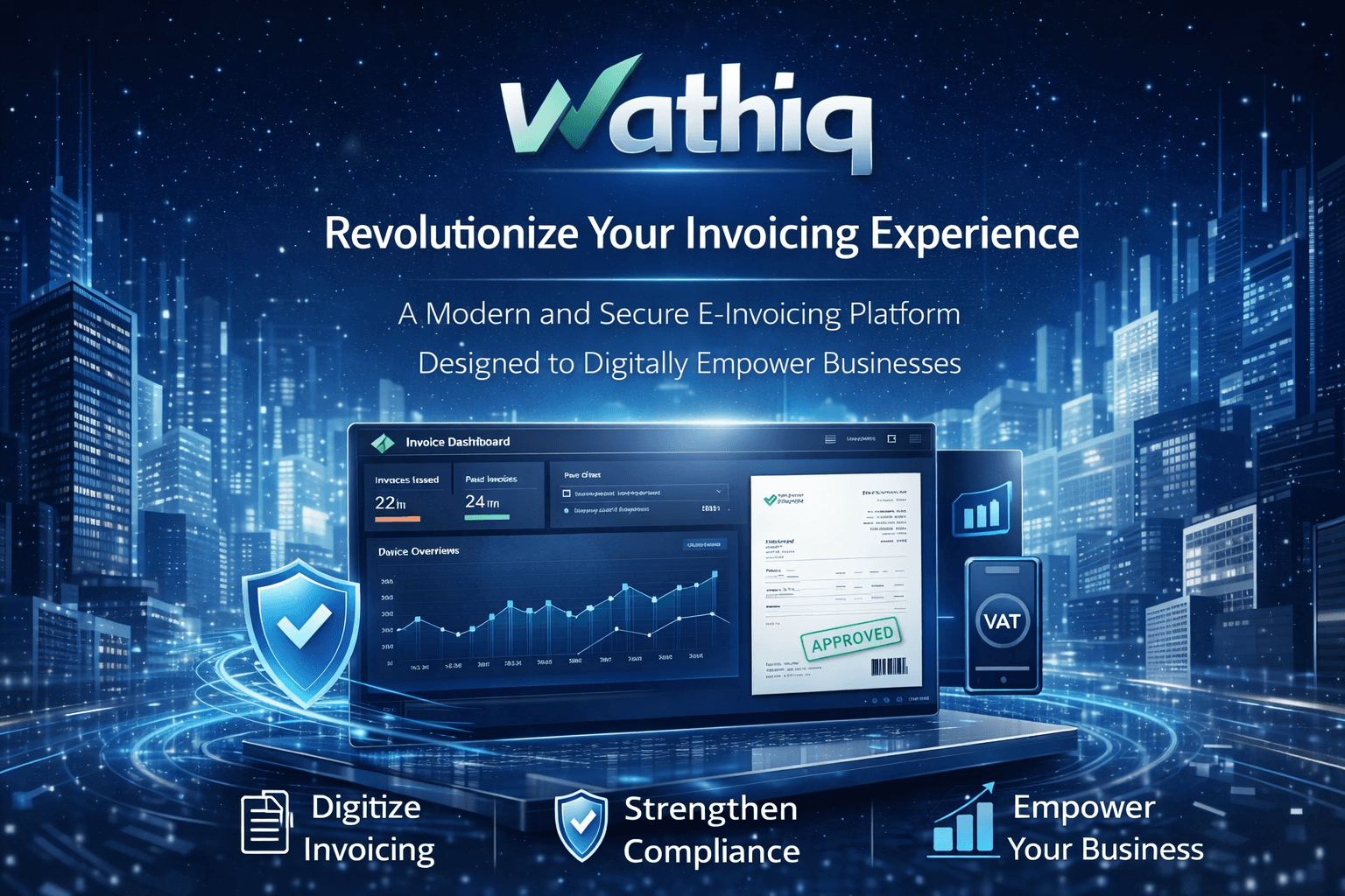 Screenshot of Wathiq: Modern E-Invoicing Platform